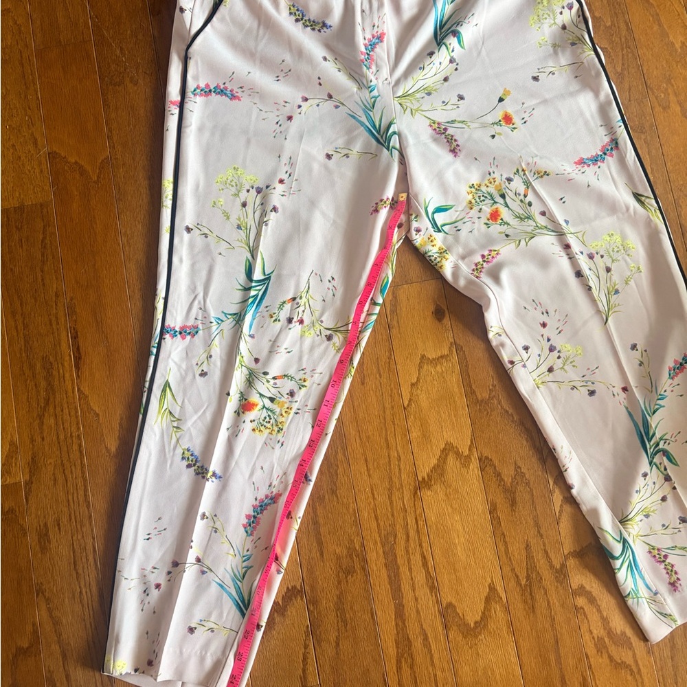Worthington Floral Print Pants - White and Pale Pink